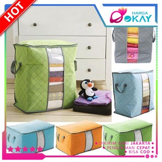 HO Tempat Penyimpanan Bed Cover Bamboo Storage Box Organizer Bag Kotak Penyimpanan Baju Selimut Dan Sprey Jumbo Serbaguna