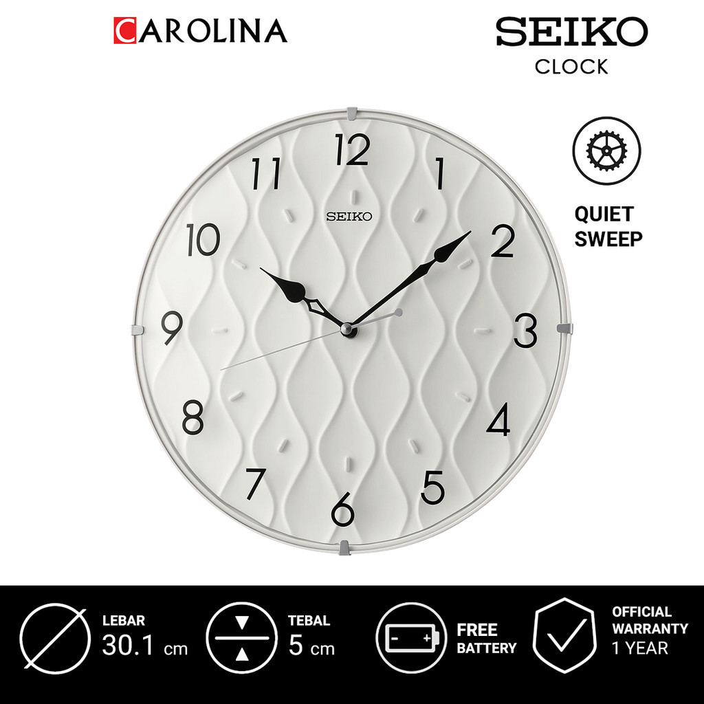 นาฬิกาแขวนผนัง QXA794W SEIKO QXA794W Quite Sweep Analog White Dial Metallic White Plastic Case Decorationator Wall Clock