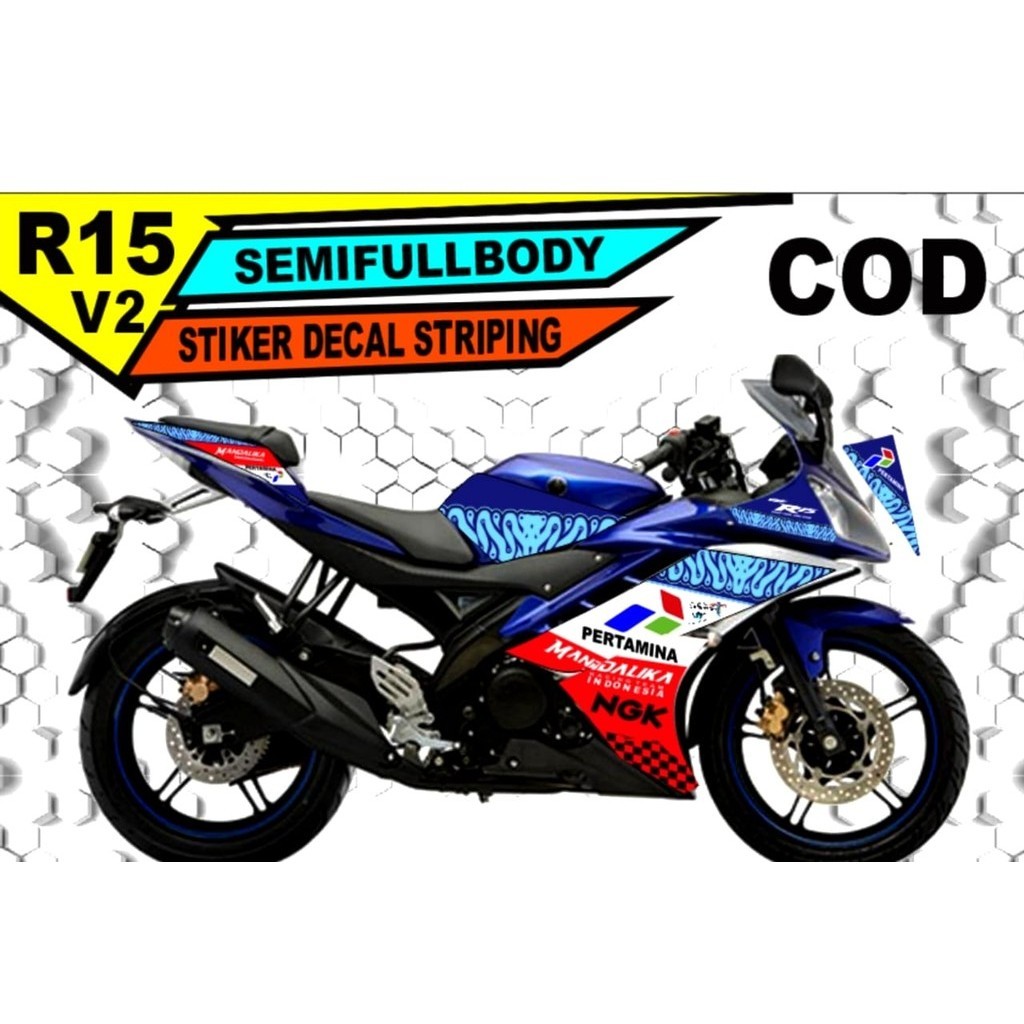 สติ๊กเกอร์รูปลอก Yamaha R15 V2 Striping Variation Mandalika Yamaha R15 V2
