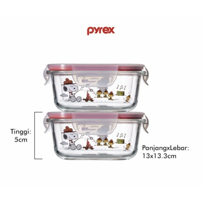 Pyrex Snoopy Food Container - กล่องข้าวแก้ว Snoppy บรรจุ 2 ชิ้น