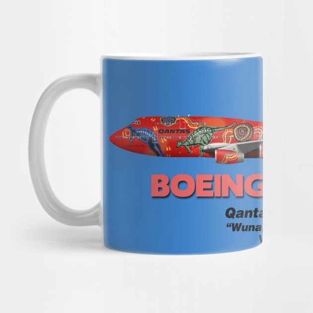 โบอิ้ง B747 400 แก้วกาแฟ Qantas Airways "Wunala Dreaming"