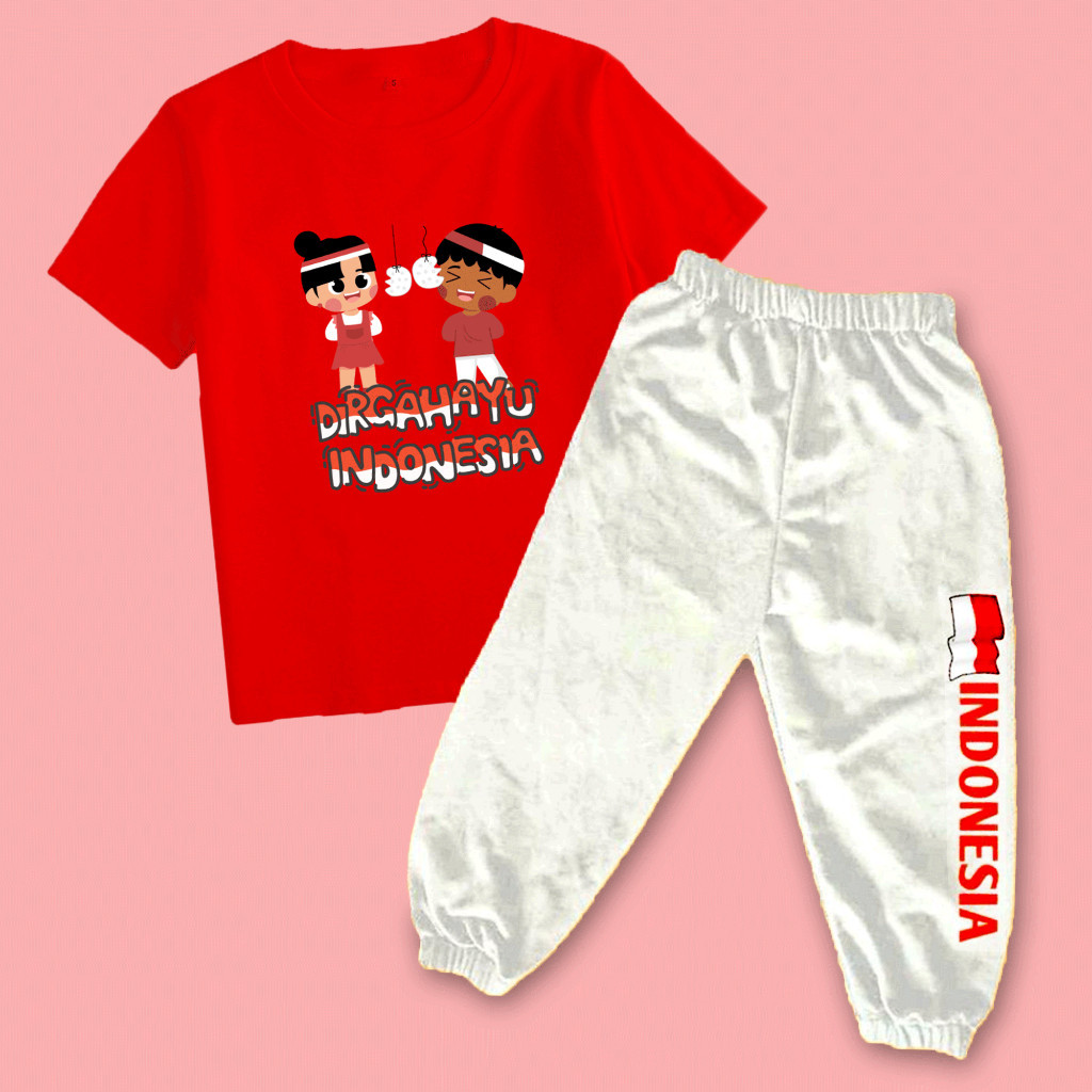 MERAH Stlan Viral ชุดเด็กสีแดงและสีขาว สิงหาคมหนึ่งชุดเด็ก Hut Ri 79 ชุดเด็กประกาศอิสรภาพใหม่ที่สุด 