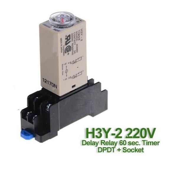 H3Y-2 รีเลย์หน่วงเวลา 220V 60 Sec. ตัวจับเวลา | Dpdt + ซ็อกเก็ตจัดส่งฟรี
