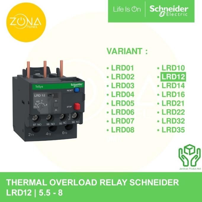 รีเลย์โอเวอร์โหลดความร้อน Schneider Lrd12 Lrd 12 5.5-8A ใหม่เดิม