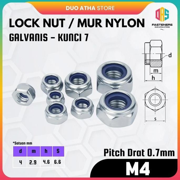M4 น็อตไนลอน / น็อตล็อค M4 / M4 น็อตไนลอนชุบสังกะสี กุญแจสีขาว 7 ดีที่สุด