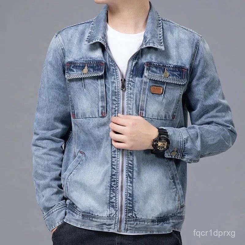 เสื้อแจ็คเก็ตทรงเข้ารูประดับไฮเอนด์/ผู้ชาย/กางเกงยีนส์มีซิป K8B7