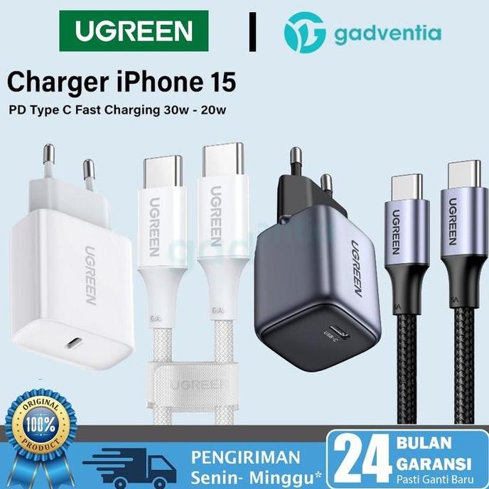 Ugreen Adapter Charger Set Iphone 15 Series Ipad Pro Pd พร้อมสาย Type C ถึง C ชาร์จเร็ว 35W 30W 20W 