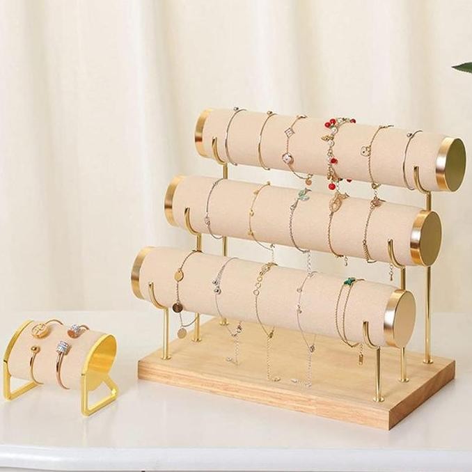 3 ชั้นผู้ถือเครื่องประดับแขวนสร้อยข้อมือชั้นวางต่างหูชั้นวางสร้อยคอเครื่องประดับ PA