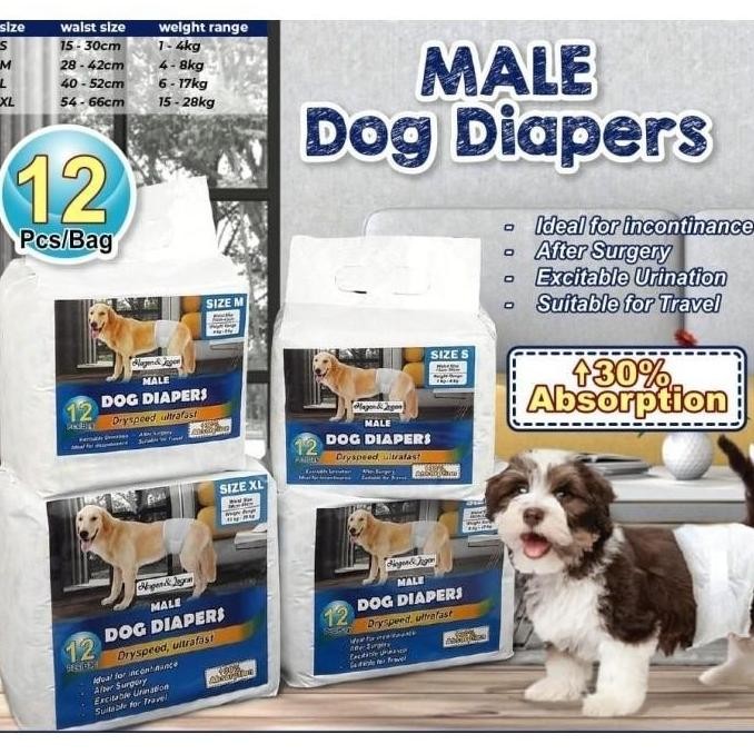 ผ้าอ้อมสุนัขตัวผู้ ไซส์ S ถึง Xl - Pampers ผ้าอ้อมสุนัขตัวผู้