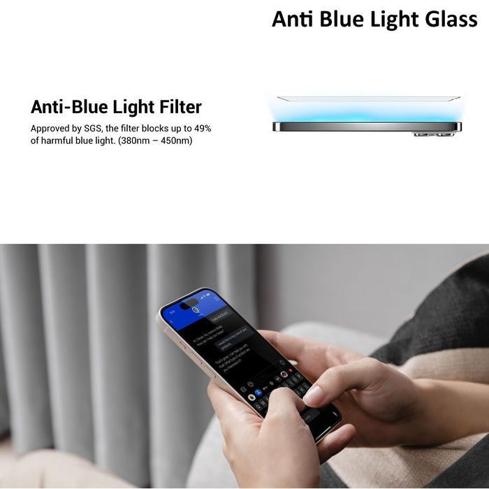 กระจกนิรภัยสําหรับ Iphone 15 Pro Max Plus Mageasy 9H ปกป้องหน้าจอ He-87