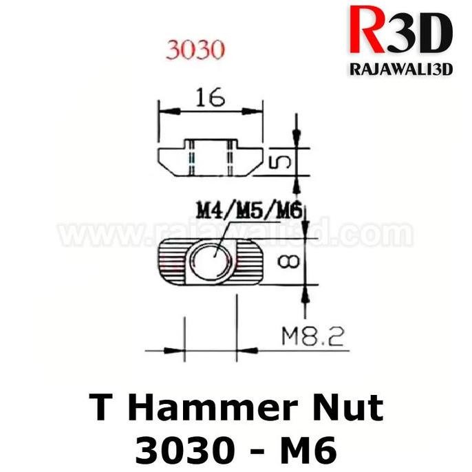 Up T Nut M6 Tee Nut T Hammer Nut 30-M6 Drop In Aluminium Profile 3030