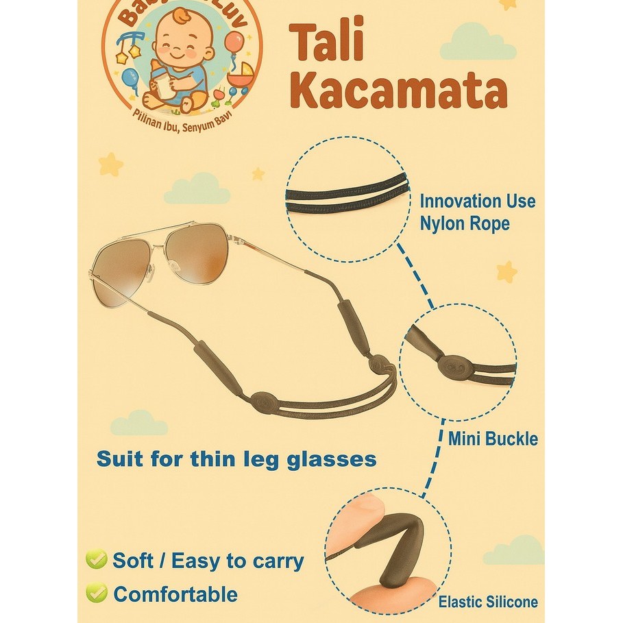 MATA Sports Glasses Strap Sport Holder Earmuffs เชือกแขวนสําหรับแว่นตากีฬาผู้สูงอายุ