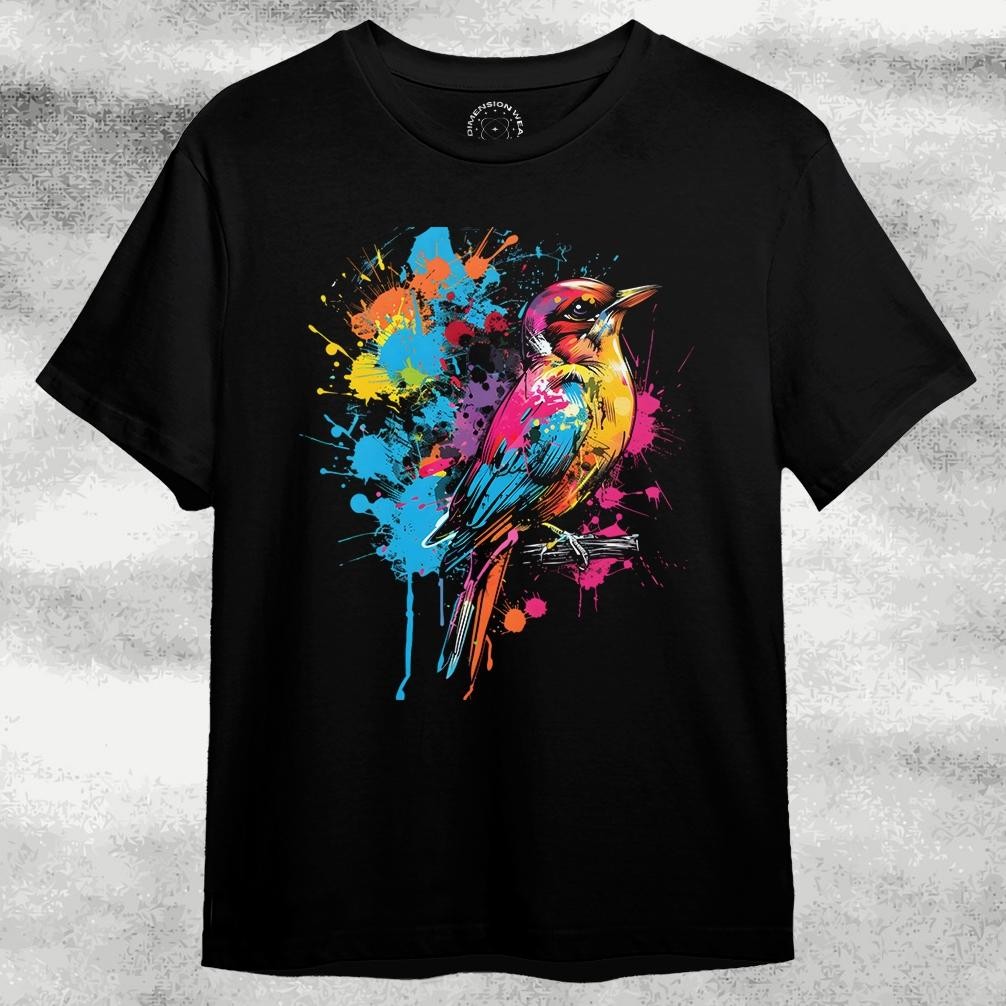 3D สวยงามสีน้ํานกภาพประกอบพรีเมี่ยม Distro เสื้อยืด Dt1071