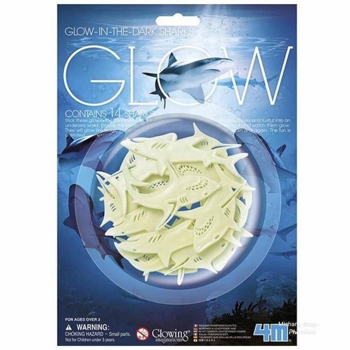 สติ๊กเกอร์ 4M เรืองแสงใน Dark Sharks สติ๊กเกอร์ Shark Wall ตกแต่ง Sky