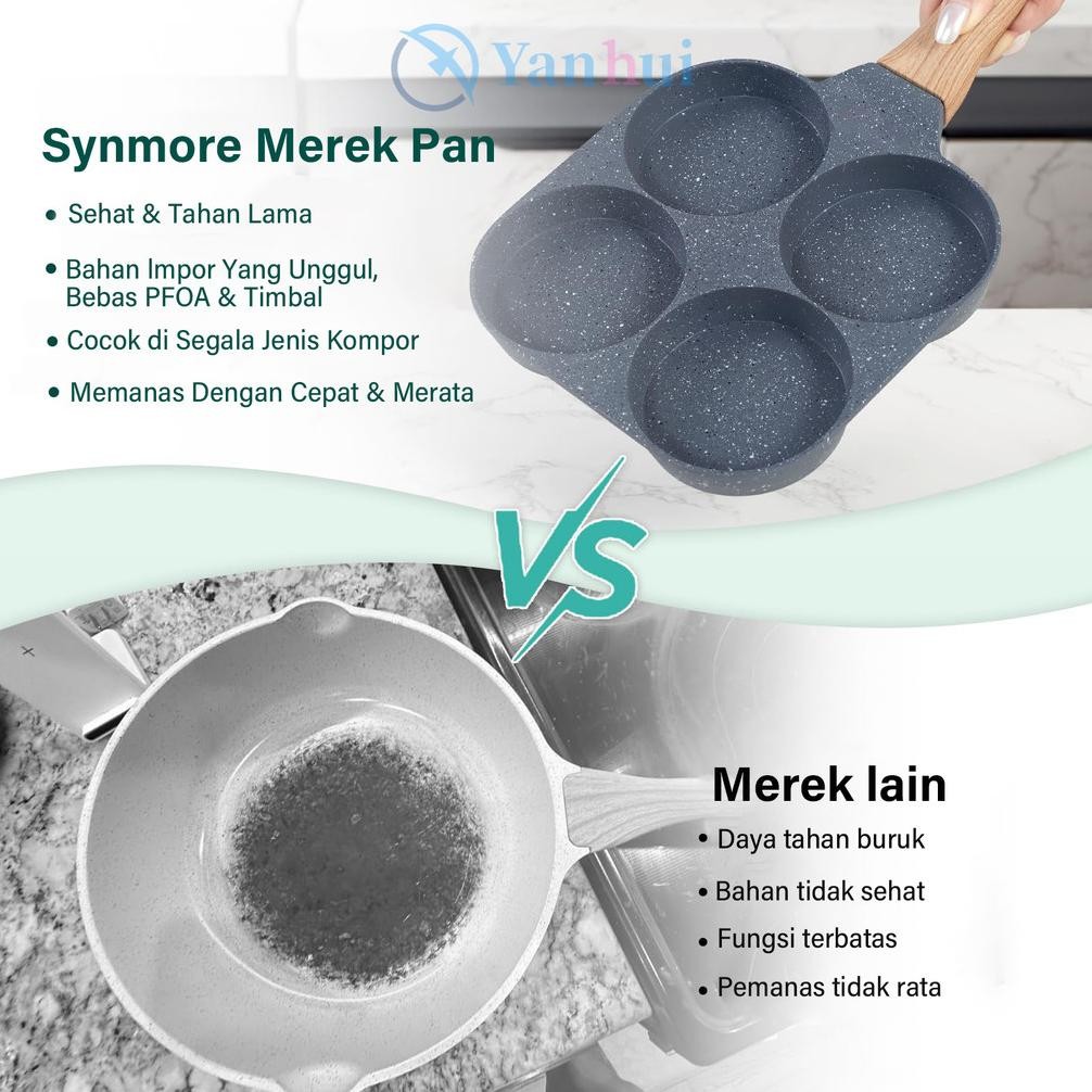 4-in-1 Egg Pancake Omlet Pan อาหารเช้าไม่ติดกระทะเหมาะสําหรับเตาทุกประเภท ||