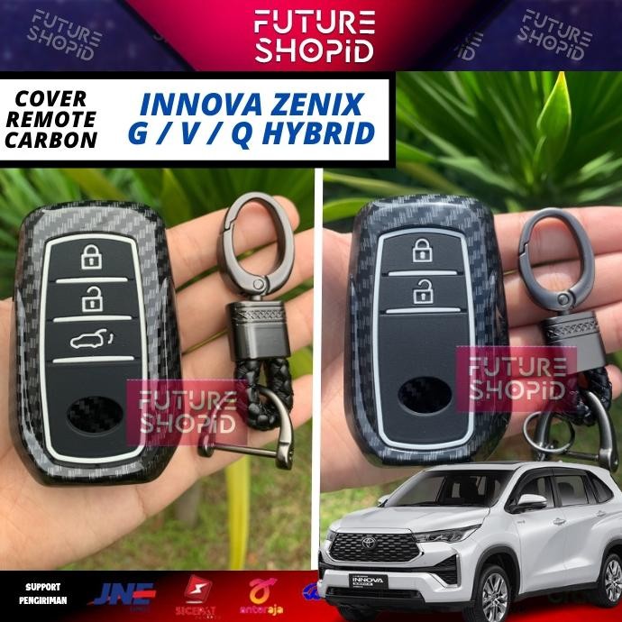 TOMBOL Carbon Remote Case Innova Zenix 2023 G/V/Q Hybrid Cover Key Protector Cover Toyota 2 ปุ่ม/3 ป