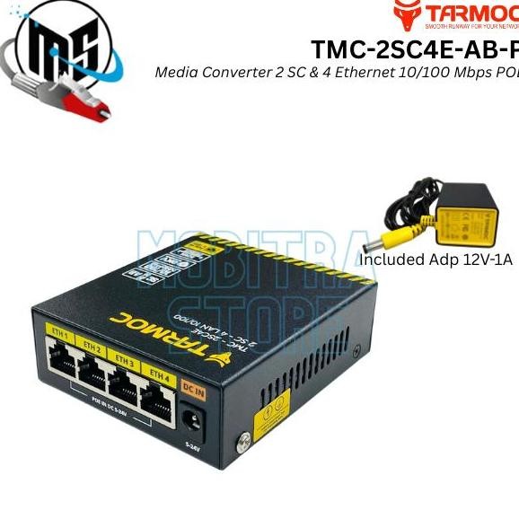 Tarmoc TMC-2SC4E-AB-P |Media Converter 2 FO 4 LAN 10/100 POE IN (5-24V)