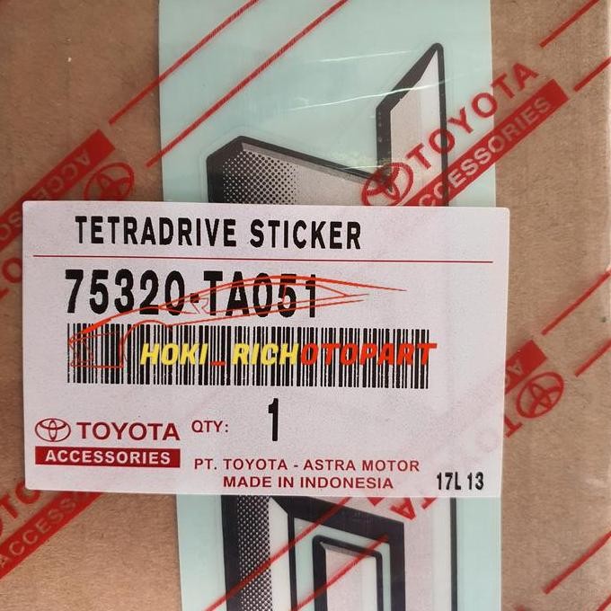 Tetradrive Tetra Drive Sticker Toyota Fortuner Vrz Original 75320-Ta051