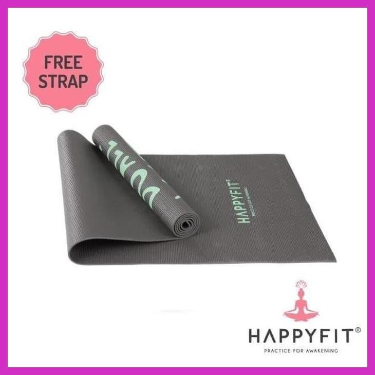 (SPORTS) เสื่อโยคะ YOGA MATT HAPPY FIT 4MM PVC ORIGINAL BONUS STRAP คุณภาพดี