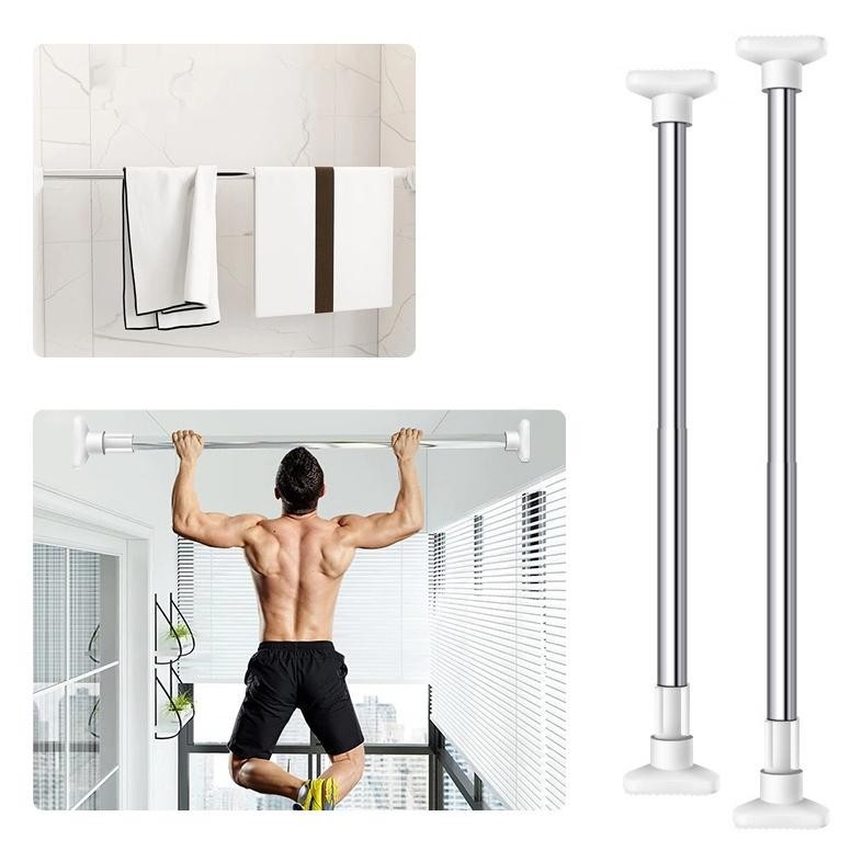 GANTUNGAN Ybw-2429 มัลติฟังก์ชั่นไม้แขวนเสื้อเสา 50-300 ซม.ราวสแตนเลส/ยืดหยุ่นท่อเสา/เสาห้องน้ํา Ybw