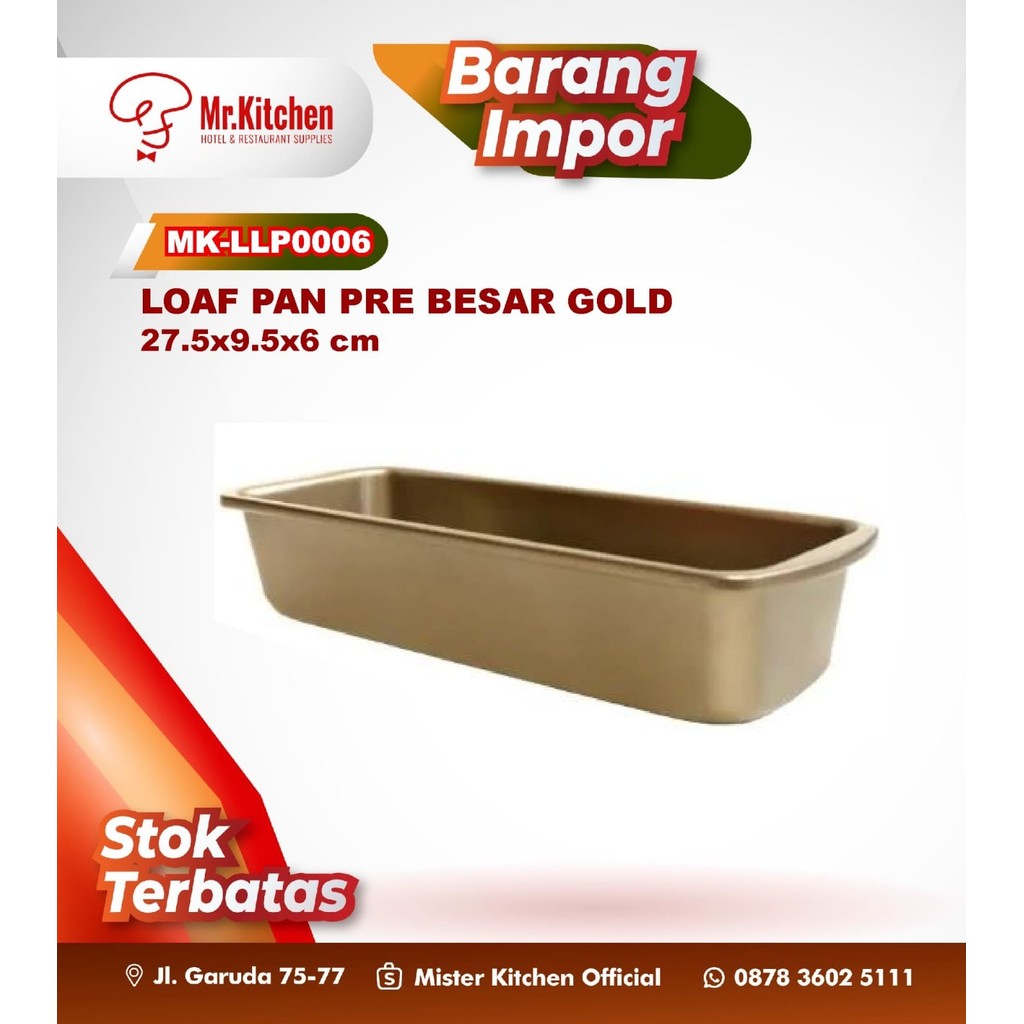 LOAF PAN PRE LARGE GOLD 27.5x9.5x6 - H - BKG