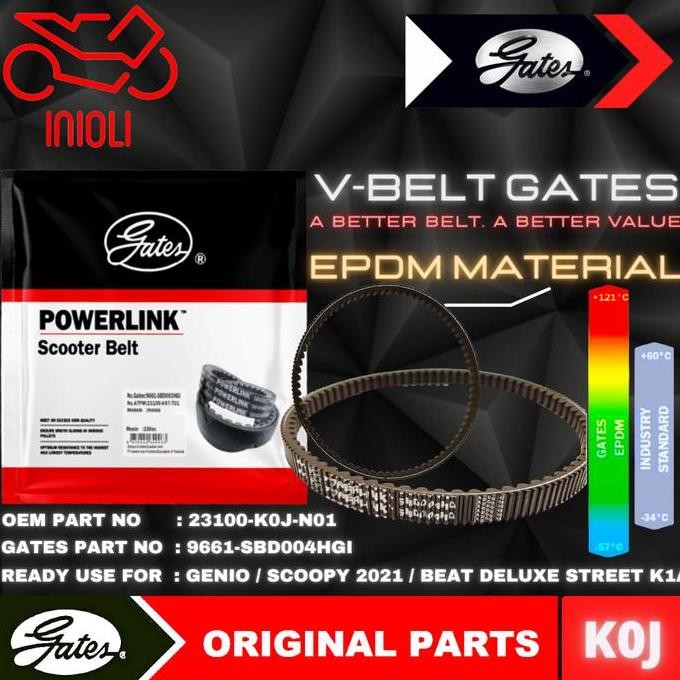 VAN BELT GATES V BELT BEAT STREET K1A DELUXE SCOOPY K2F GENIO K0J ต้นฉบับ
