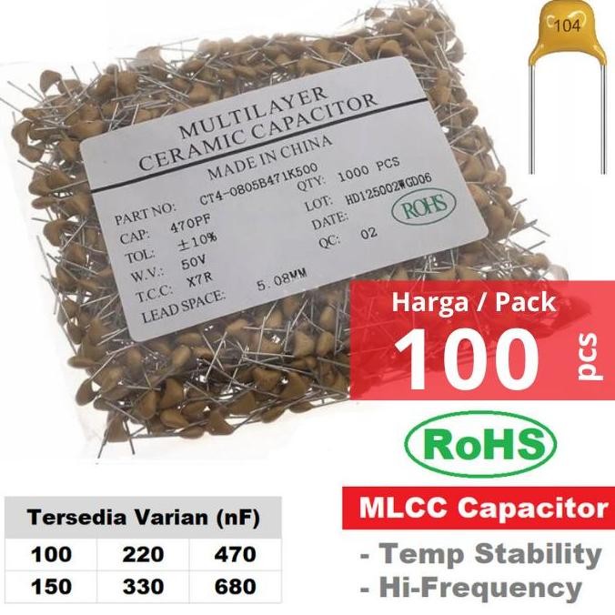 WHOLESALE PACK - MULTILAYER CERAMIC CAPACITOR MLCC 100NF 150NF 220NF 330NF 470NF 680NF
