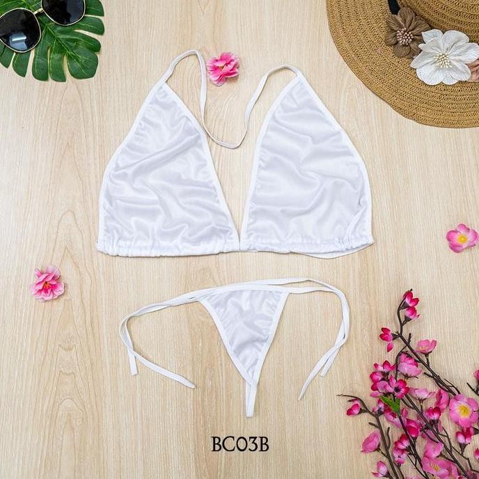 เซ็กซี่ BIKINI BRALETTE SUMMER WHITE G STRING LINGERIE BRA SET BC03B