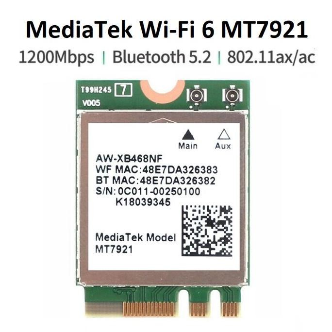 จัดส่งฟรี - MediaTek WiFi 6 MT7921 การ์ดเครือข่ายไร้สาย Bluetooth 5 M.2 NGFF AX