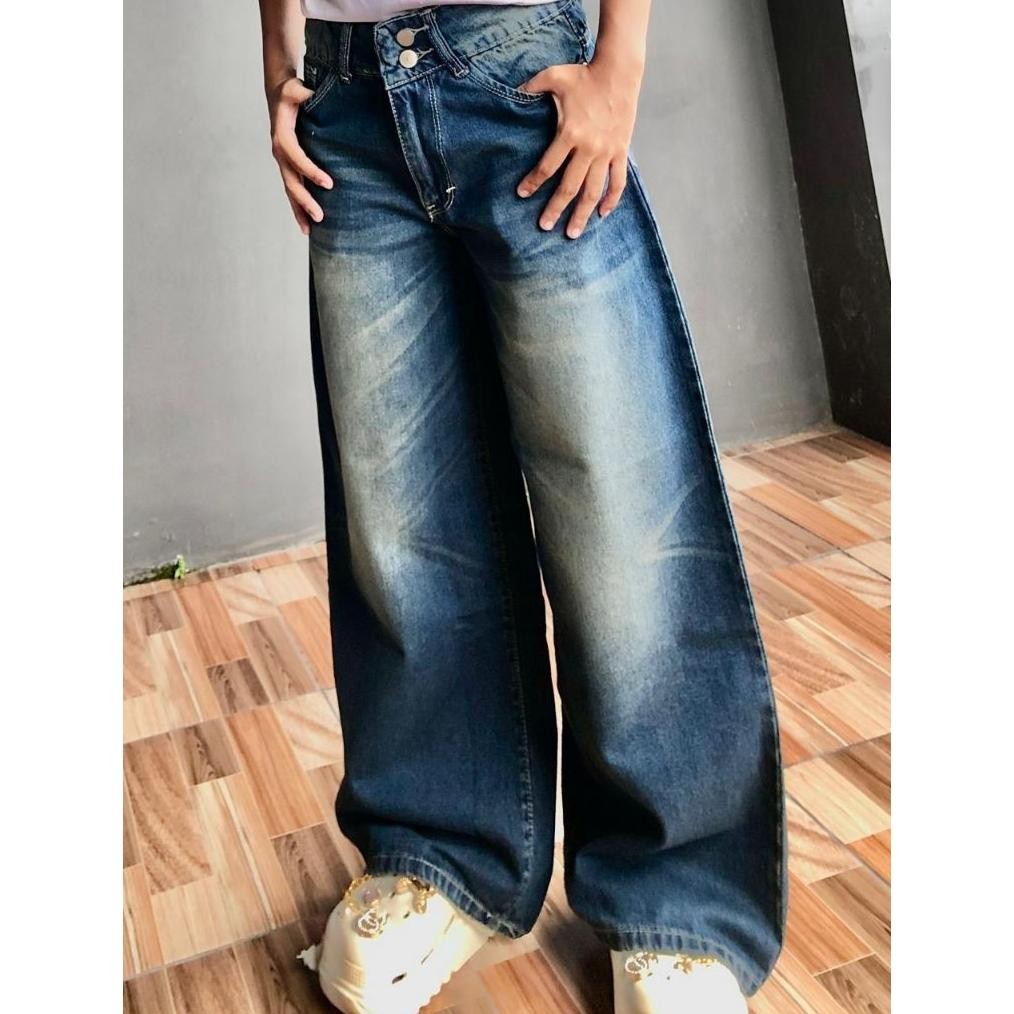 DF109>> Haghwaist Oversize Beggy Loose Jeans ย้อนยุค