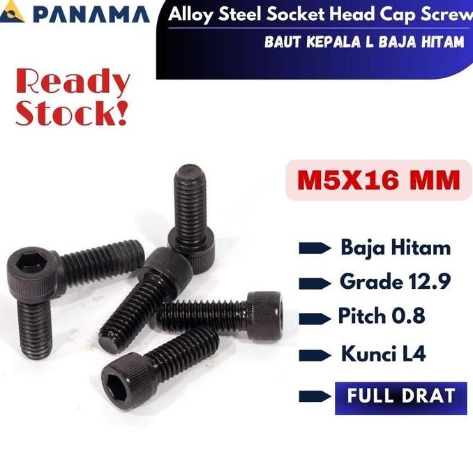 L-BOLT M5X16 BLACK STEEL L-BOLT M5 X 16 MM 5X16 FULL THREAD ORIGINAL และธุรกิจ