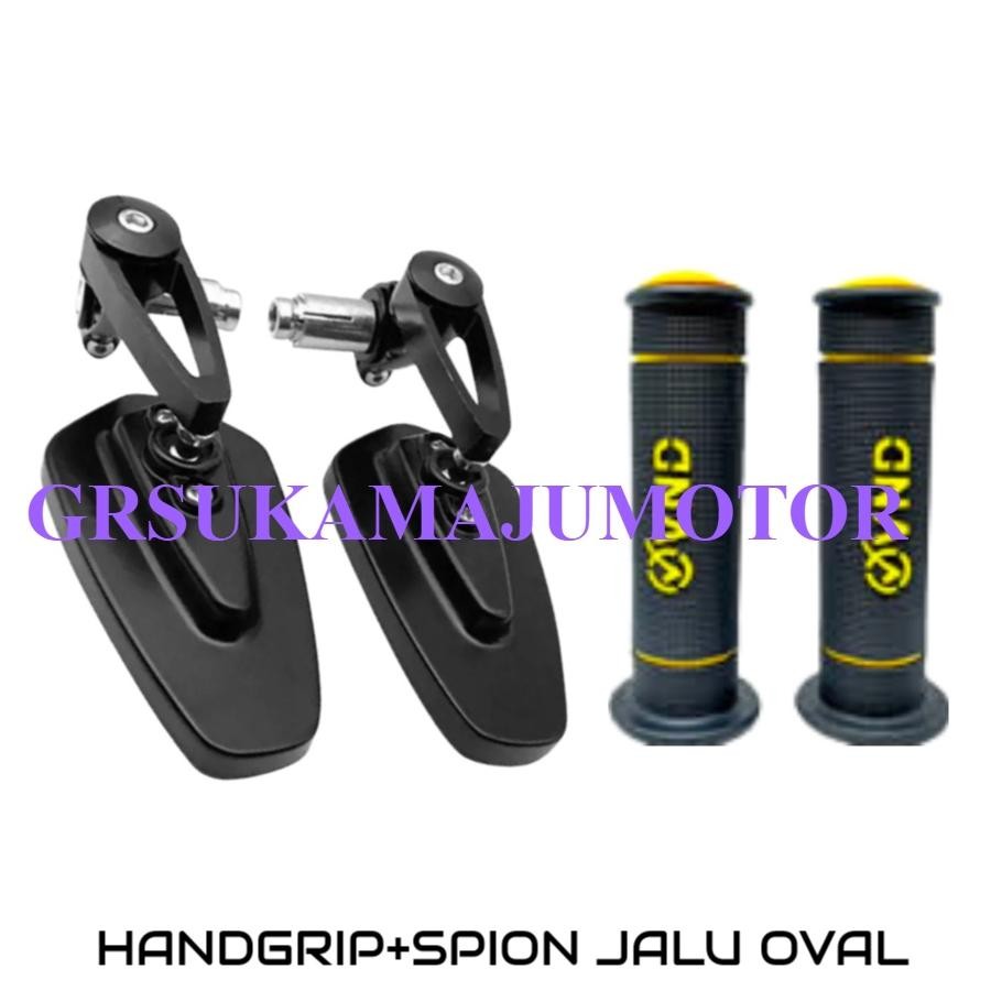 DV15 }} 2IN1 PACKAGE OVAL/ROND MIRROR + VND AK55 HANDGRIP RCB RACING BOY HG55 MODEL UNIVERSAL Nmax, 