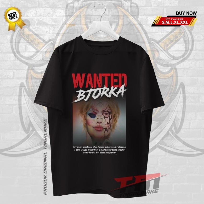 Dtf Wanted Bjorka Hacker เสื้อยืด Unisex สําหรับผู้ชายและผู้หญิงพร้อมการพิมพ์หน้าจอดิจิตอล Tingalmak