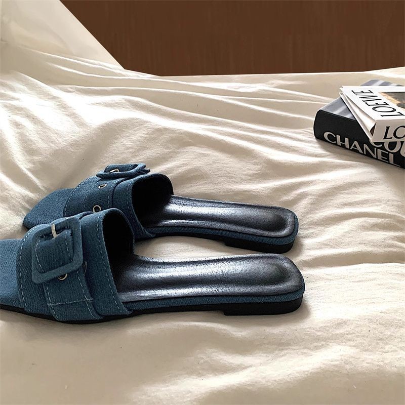 Earth Walk Denim Vintage Blue Flip Flops Factory