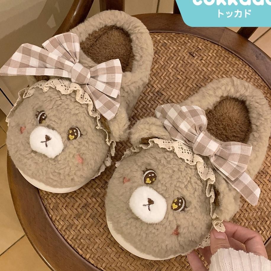 Tokkado Mekko รองเท้าแตะตุ๊กตาห้องผู้หญิงหมีน่ารัก