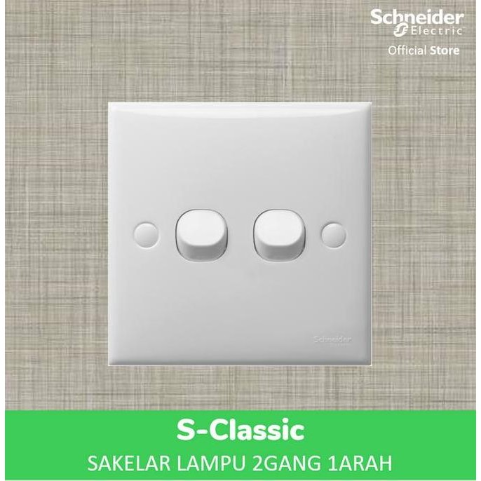 ใหม่ Schneider S-Classic 2 Gang 1 Way Switch E32_1/22AR_WE_G3 - รุ่น Classic White