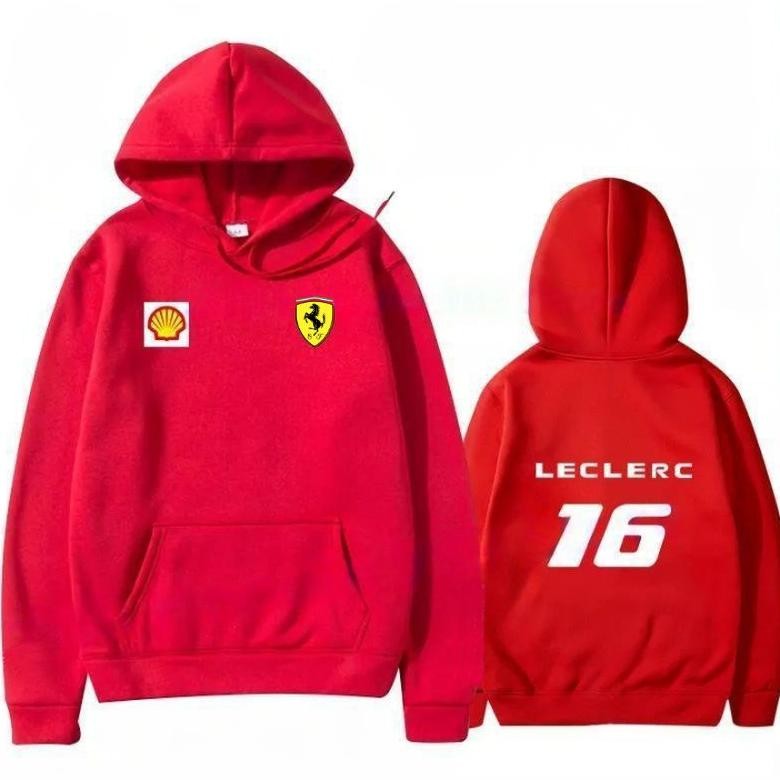 DR41>> F1 CHARLES ELECLERC Ferrari Racer Hoodie Jacket - เสื้อฮู้ด Distro แบบกําหนดเองหนา