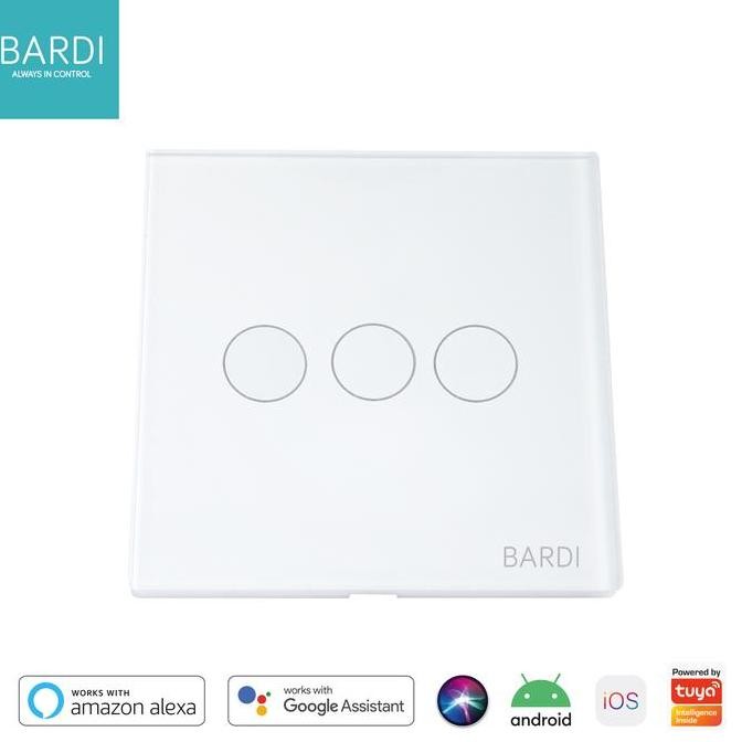 ใหม่ล่าสุด - BARDI Smart Wall Switch Touch 3 Gang IoT Smart Touch Switch - สีขาว