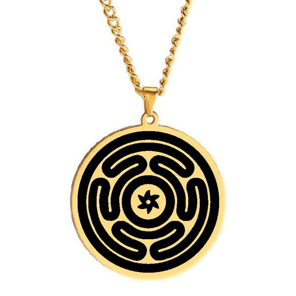 Cool Hecate Goddess เครื่องประดับเหล็กไทเทเนียมล้อกรีก Magic Amulet สร้อยคอจี้สแตนเลสถาวร BVKJ