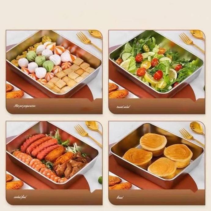 SusFood Box Tray Lsi6 ชิ้น - ภาชนะบรรจุอาหาร/จานสี่เหลี่ยมจานผักต้มจานคอเป็ดก้นแบนหนาจานนึ่งจานอเนกป