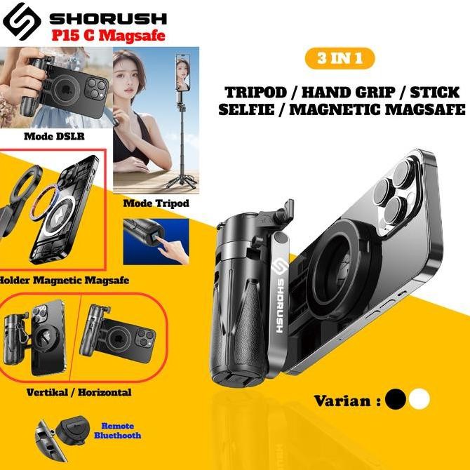 Shorush p15 mini c ขาตั้งกล้อง magsafe ไม้เซลฟี่แบบสามขา บลูทูธระยะไกล คุณภาพ