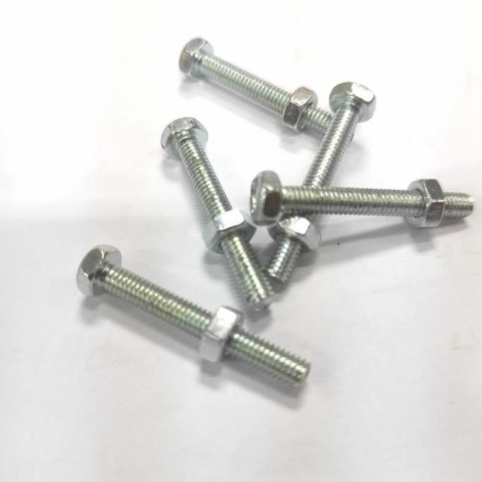 น็อตชุบสังกะสีสลักเกลียว m4 x 50 น็อตสีขาว (10 ชิ้น) m4x50 BMP m4x50 เหล็ก