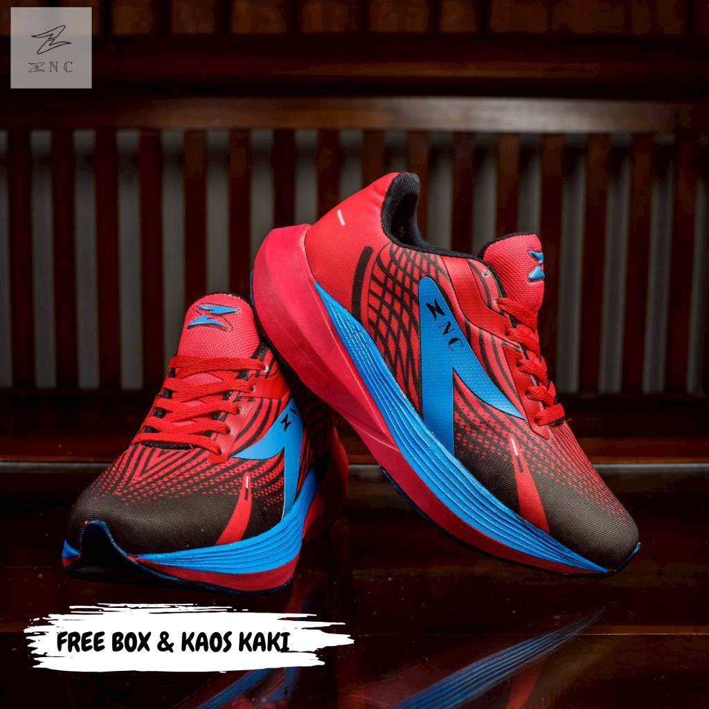 MERAH ZNC - รองเท้าวิ่งน้ําหนักเบาสําหรับผู้ชายรองเท้ากีฬาจ๊อกกิ้งสิงหาคมสีแดง