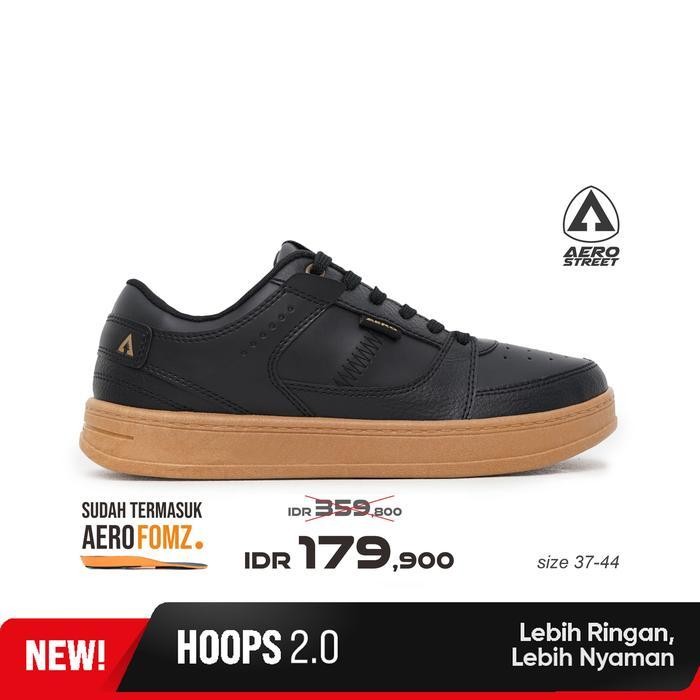 BE Aerostreet 37-44 Hoops Low 2.0 Gum สีดํา - รองเท้าผ้าใบลําลอง