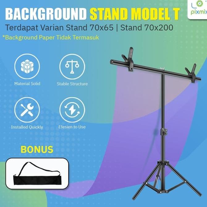 ขาตั้งพื้นหลังรุ่น T | ขาตั้ง 70X65 | ขาตั้ง 70X200 | กระเป๋าสานโบนัส