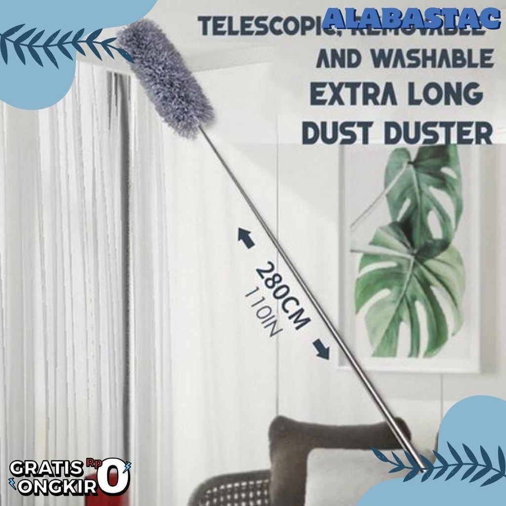 Sb168 280 ซม.Telescopic Duster เครื่องมือทําความสะอาดยืดหยุ่น Pull-Bend วัสดุขนสัตว์ไมโครไฟเบอร์
