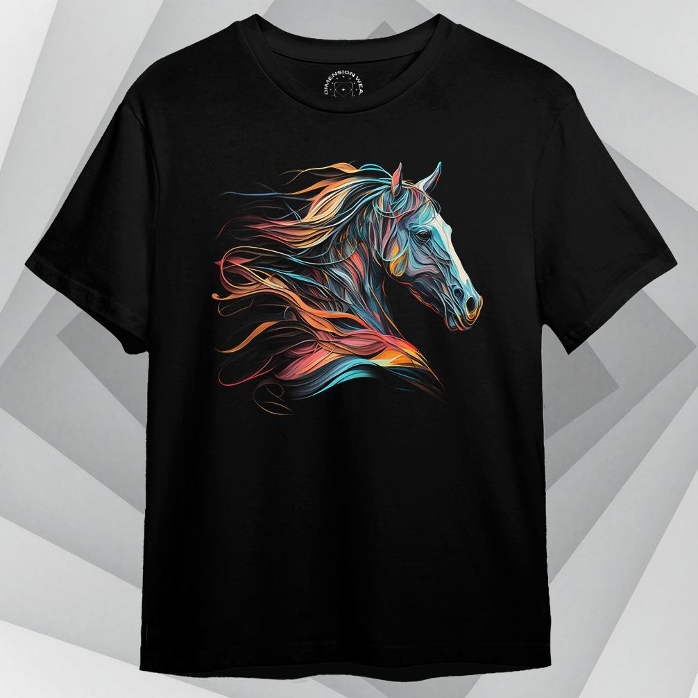 3D Horse Colordul Premium Distro เสื้อยืด V2 Dt1718