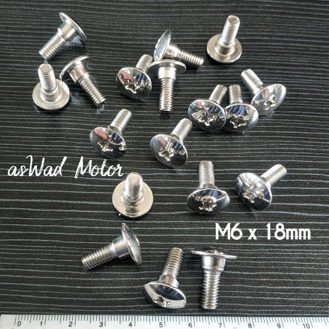 (10ชิ้น) Supra Chrome Body Bolts M6x18mm / Deck Bolts Body Cover Bolts Honda Supra M6 ยาว 18mm BEST