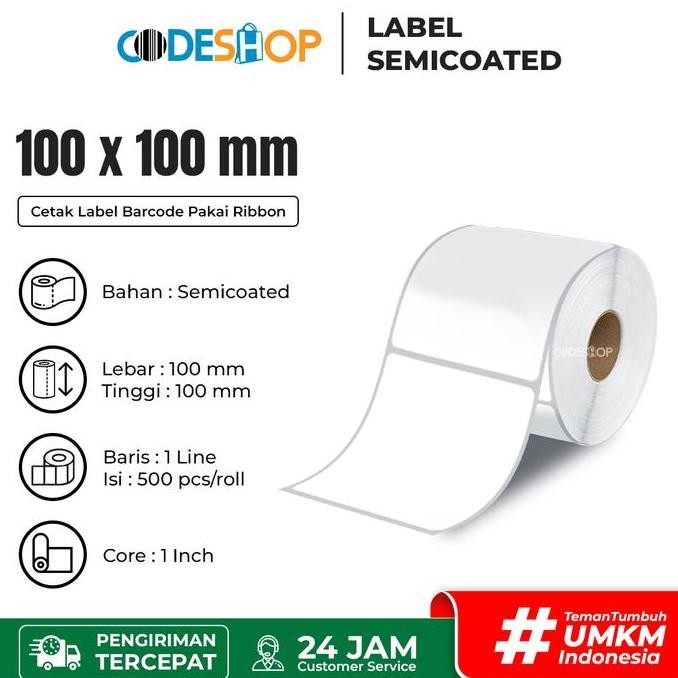 ป้ายสติ๊กเกอร์กึ่งเคลือบใหม่ 100X100Mm 1 Line - กระดาษเทอร์มอล Eshop 500 ชิ้น
