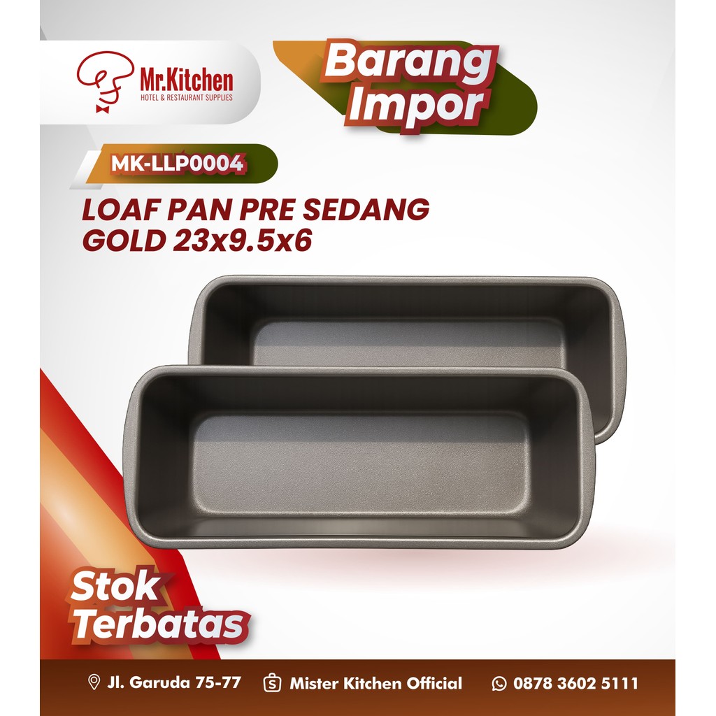 LOAF PAN PRE MEDIUM GOLD 23x9.5x6 - H - BKG